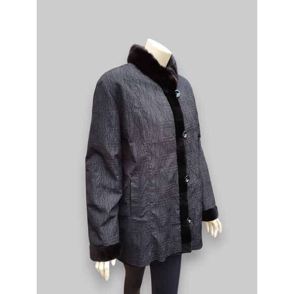 Vintage Black Brown Sheared Mink Reversible Jacket -Medium/Large - Picture 11 of 16